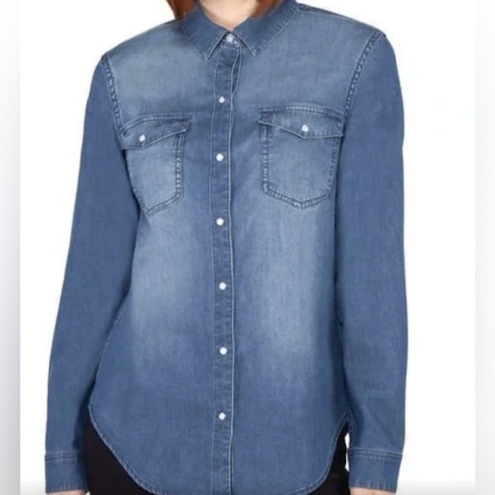 Tahari Women's Denim Button Down Shirt Size Small